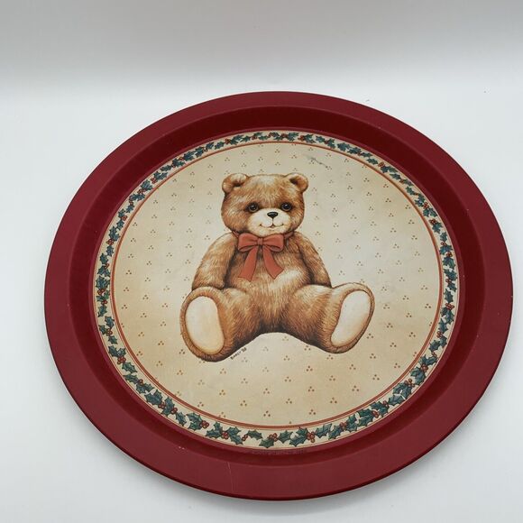 Vtg House of Lloyd 3 Nesting Tins plus 1 Round Tray 1989 with Plush Teddy Bear - Picture 8 of 11
